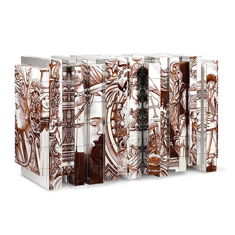 Italian light luxury dining side cabinets, creative, home painted lockers, villa solid wood entryway cabinets against the wall