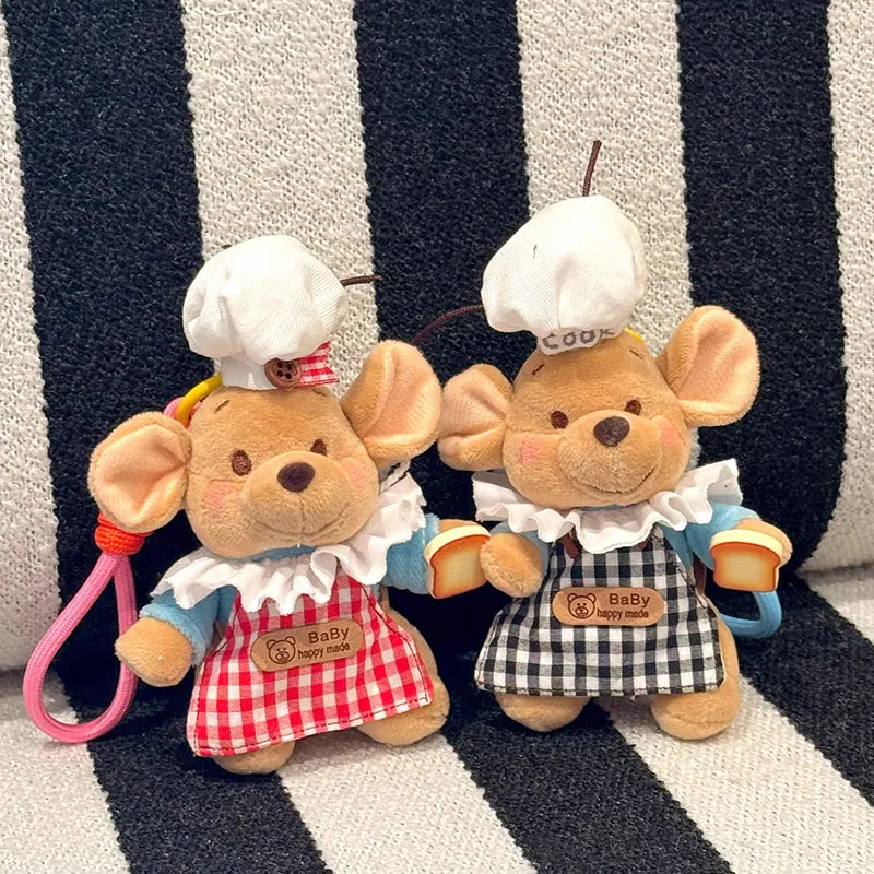 ديزني ويني ذا بوه رو الكنغر أفخم محشوة المفاتيح Kawaii الشيف الزي ظهره سستة ديكور دمية قلادة هدايا عيد الميلاد