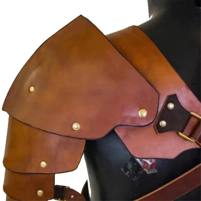 Xixixi Mittelalterliche Wikinger Ritter Pirat PU Leder Schulter Rüstung Steampunk Pauldrons Cosplay Kostüm Männer Brust Harness Gürtel Für La