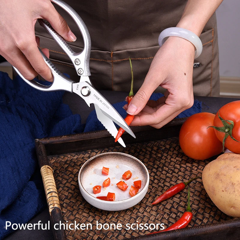 Japanese-Style Multi-Functional Chicken Bone Scissors Kitchen Powerful Chicken Bone Scissors Stainless Steel Barbecue Scissors