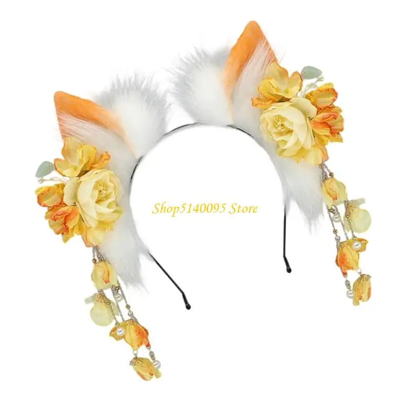 DXAE Peludo Cosplays Orelhas Gato Tiaras Para Entusiastas Anime Tradicional Chinês Traje Combinando Acessório