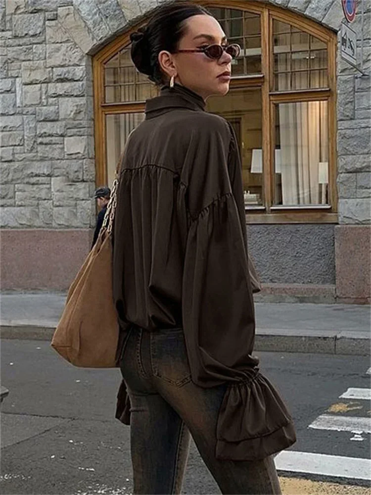 Fashion Satin Loose Shirts Top For Women Long Sleeve Lapel Patchwork Commute Summer 2025 New Vintage Inner Shirts Female