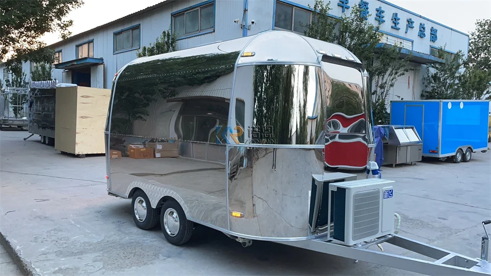   Food Truck Mobile Küche Komplett ausgestatteter Kaffeeanhänger Ice Cream Hot Dog Cart mit Rädern Konzession Food Trailer