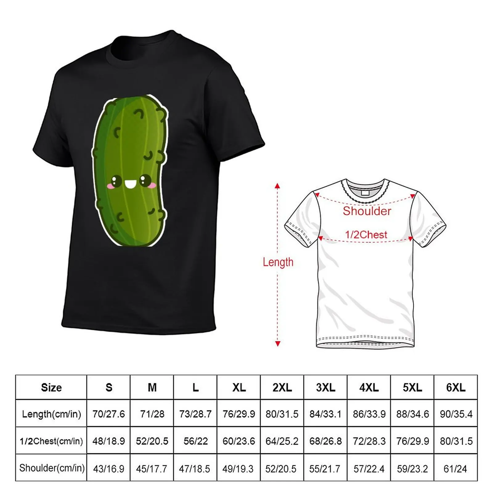 Camiseta em Pickle Kawaii Masculina, Fruta do Tear Blanks, Nova Edição