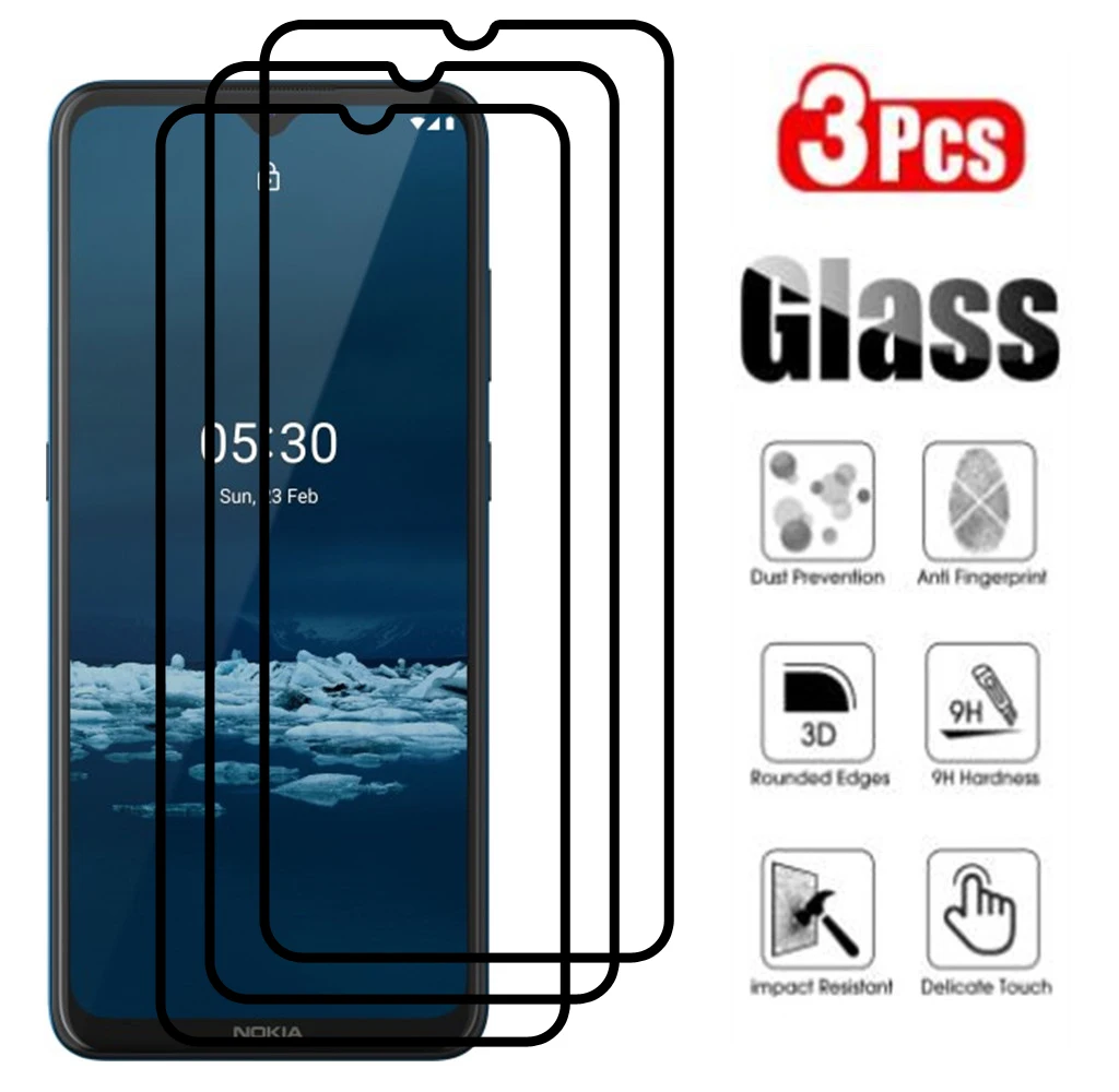  For Nokia 3.4 8.3 2.2 2.3 3.2 4.2 6.2 7.2 5.1 Plus 6.1 6 7 Screen Protector Full Glue Tempered Glass Protective Cover Film