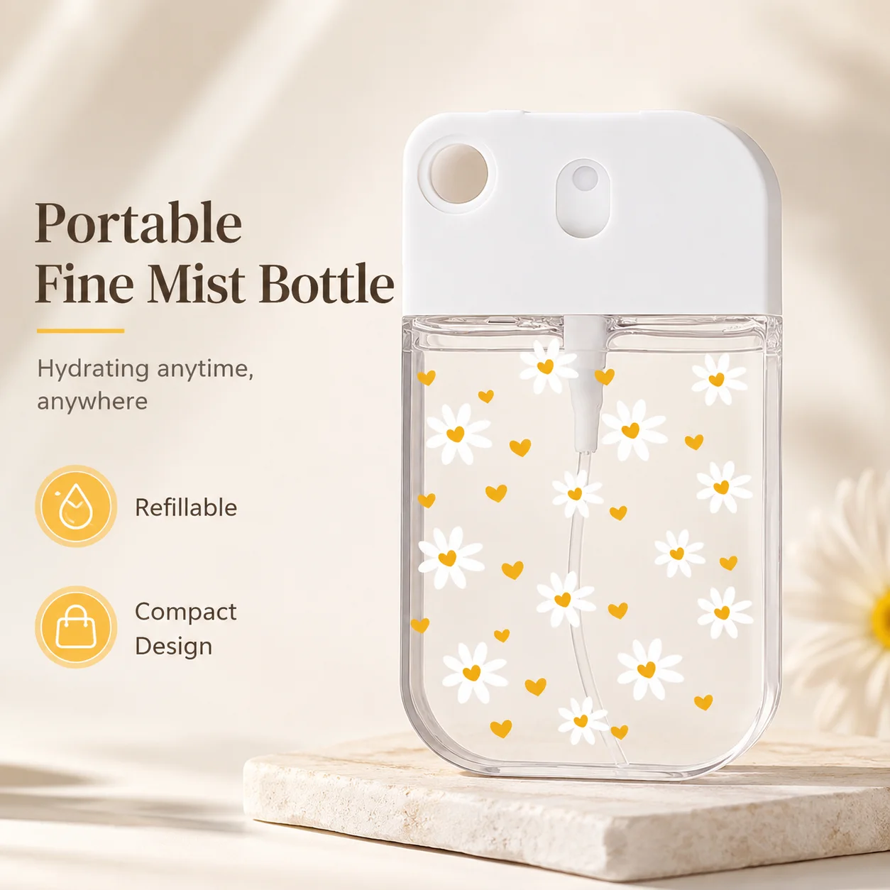 Flacon pulvérisateur portable mignon à fine brume, rechargeable, pour parfum, tonique, atomiseur de voyage pour femmes, sac à main, soins de la peau