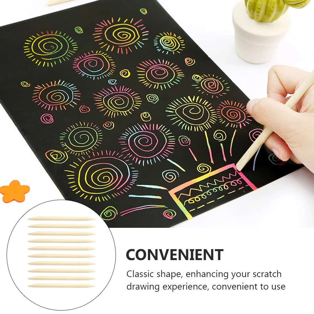 

30Pcs Burrs Free Bamboo Scratch Paper Pens Polished Kids Scratch Craft Drawing Sticks Kids DIY Supply Art Sticks