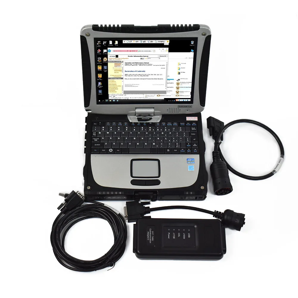 CF19 laptop+ET Communication Adapter III comm 3 with ET diagnostic interface+sis software+Flash software forCAT diagnostic kit