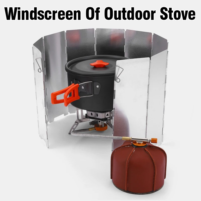 Outdoor 9/10 Plates Foldable Windshield Ultralight Gas Burner Stove Windpoof Screen Folding Camping Picnic Barbecue Windscreen ﻿