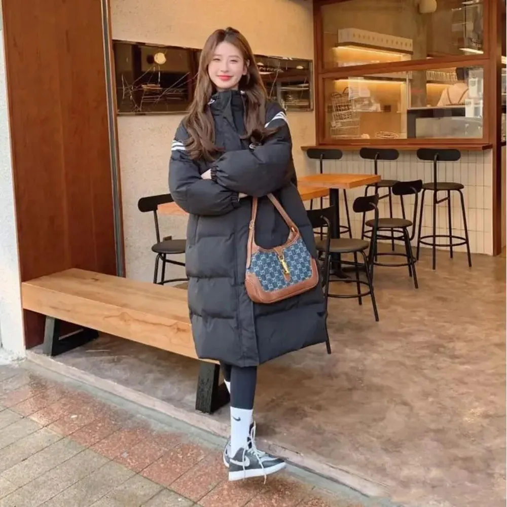 Middle School Students' Winter New Down Cotton-padded Jacket Girls And Teenagers' College Style Fashion Hooded Cotton-padded Coa