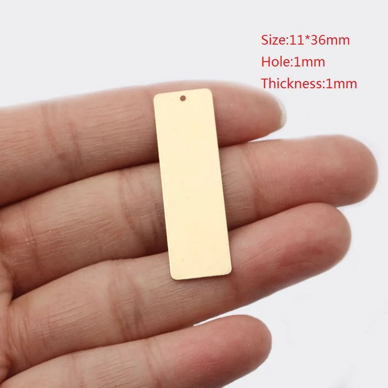 10pcs Raw Brass Rectangle Charms for DIY Jewellery Making