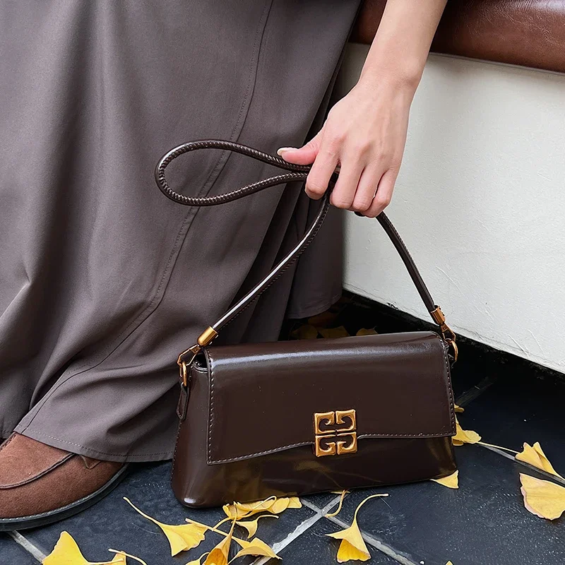 

Women's Genuine Leather Messenger Bag With Crossbody Strap By Luxury Brand Famous Designer For Office Elegant Handbag