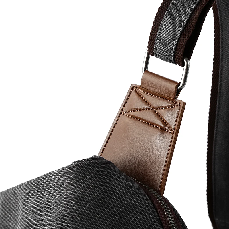 MTE ELAN Large Capacity Retro Canvas Sling Bag Man Leather Chest Bag Casual Travel Leisure Male Olive Green Shoulder Backpack view 3