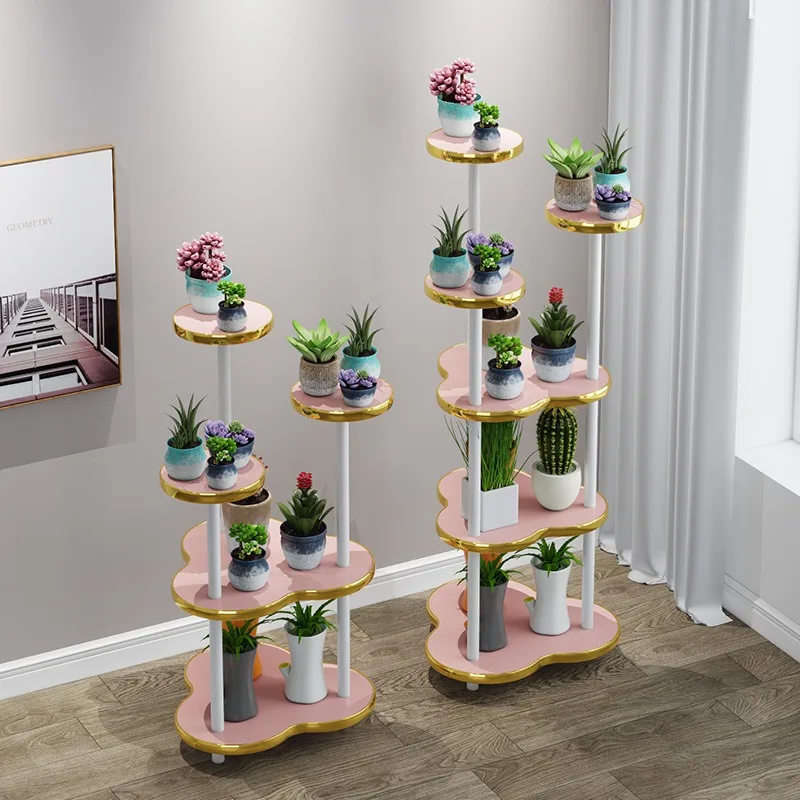 Light luxury solid wood flower rack balcony succulent green dill living room floor-to-ceiling flower table flower pot plant rack