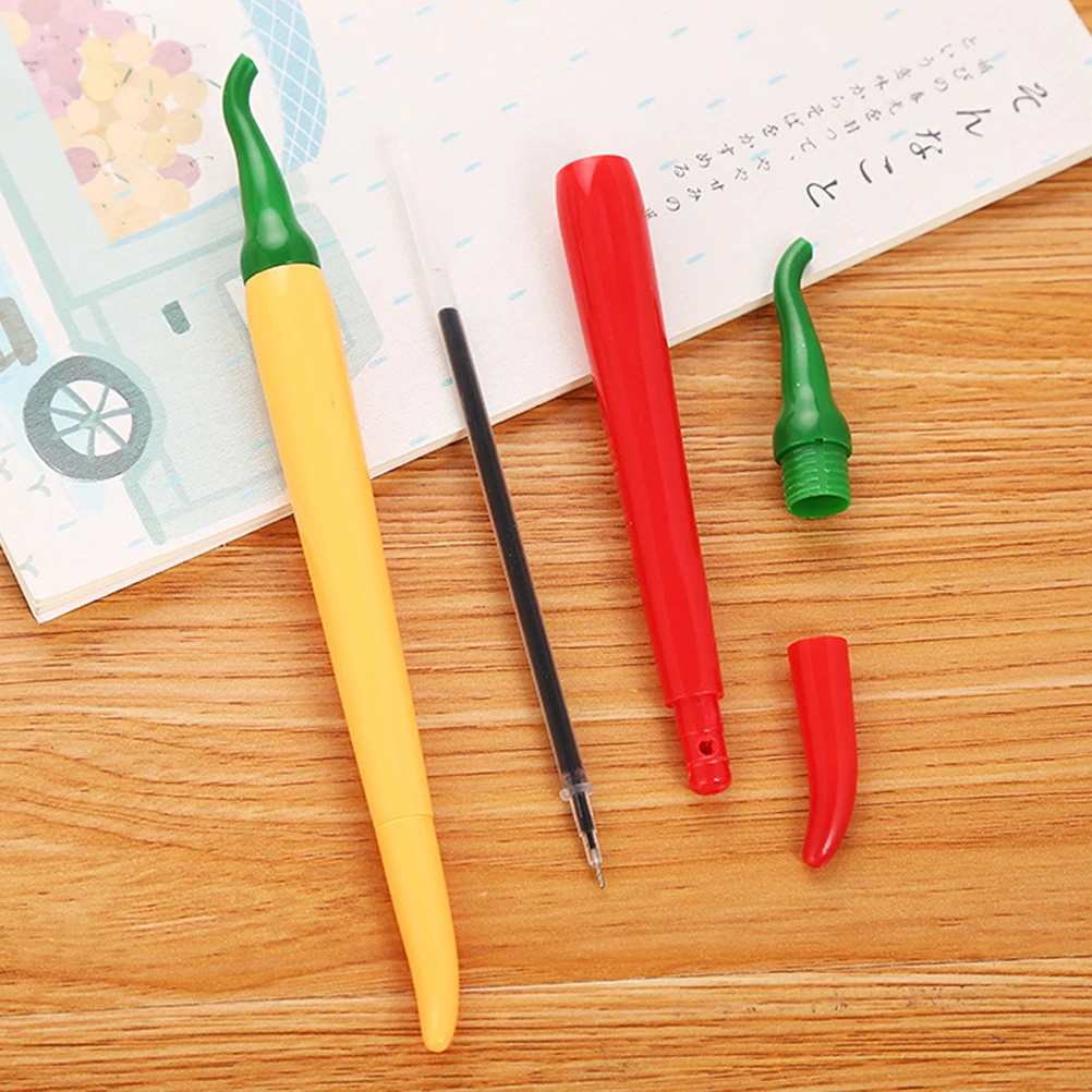 

5pcs Chili Shape Pen Cute Cartoon Stationery School Supplies Students Premium Smooth Writing Creative Design Homework