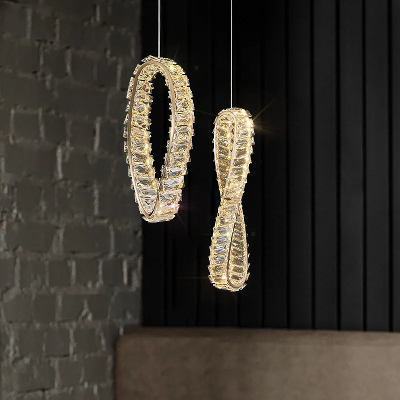 Small Crystal Modern Chandeliers for Dining Table Decor Golden Luxury Hanging Lamps for Ceiling Home Lighting Fixture LED Lustre