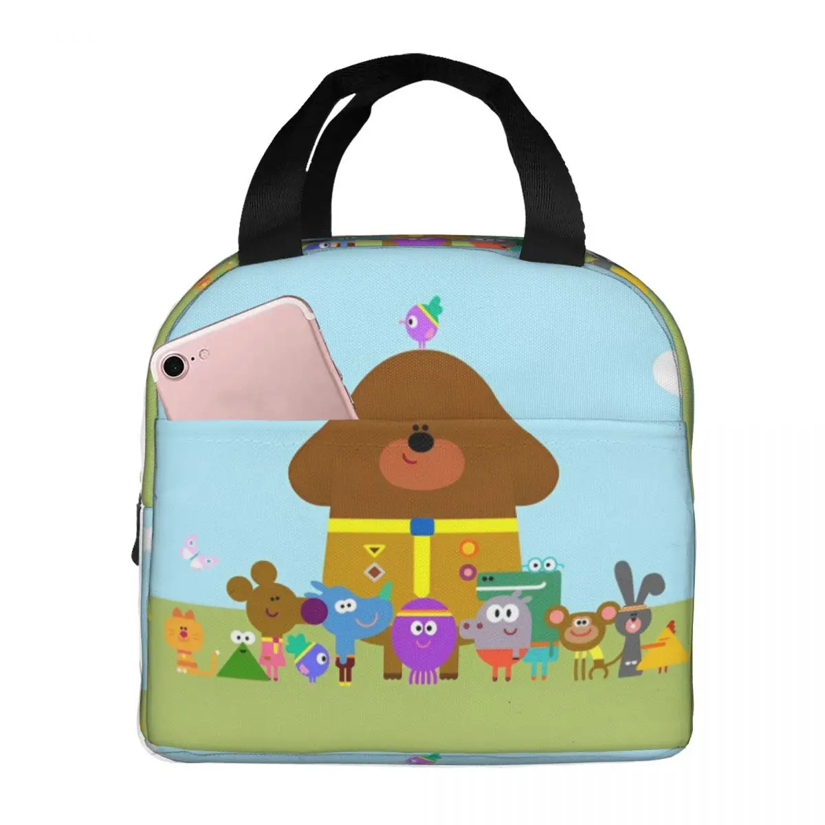 

H-Hey D-Duggees Insulated Lunch Bags Cooler Bag Reusable Amine Large Tote Lunch Box Food Storage Bags College Travel