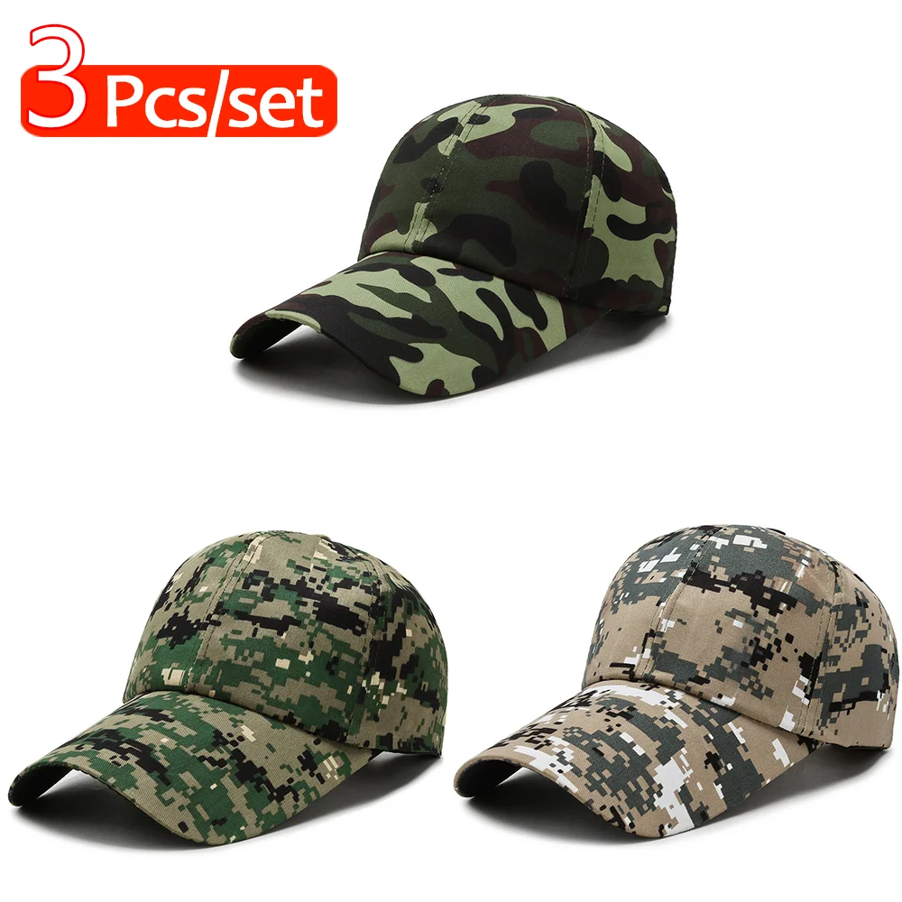 3Pcs Camouflage Baseball Cap Sport Travel Baseball Hat Adjustable Size for Running Workouts and Outdoor Activities All Seasons