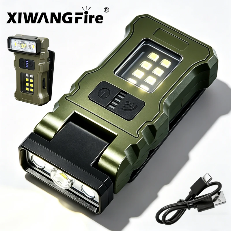 Linterna LED COB Recargable USB-C con Clip - Luz de Trabajo EDC para Camping
