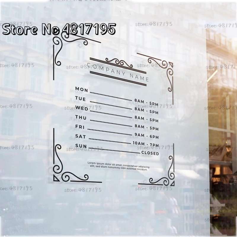 Personalised Opening Hours Sticker Times Business Window Storefront Hours Sticker Custome Vinyl Decal New Store Opening Sticker