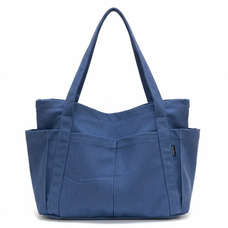 

Large capacity canvas shoulder shopping bag, women's casual handbag, fashionable travel bag, can carry iPad computer