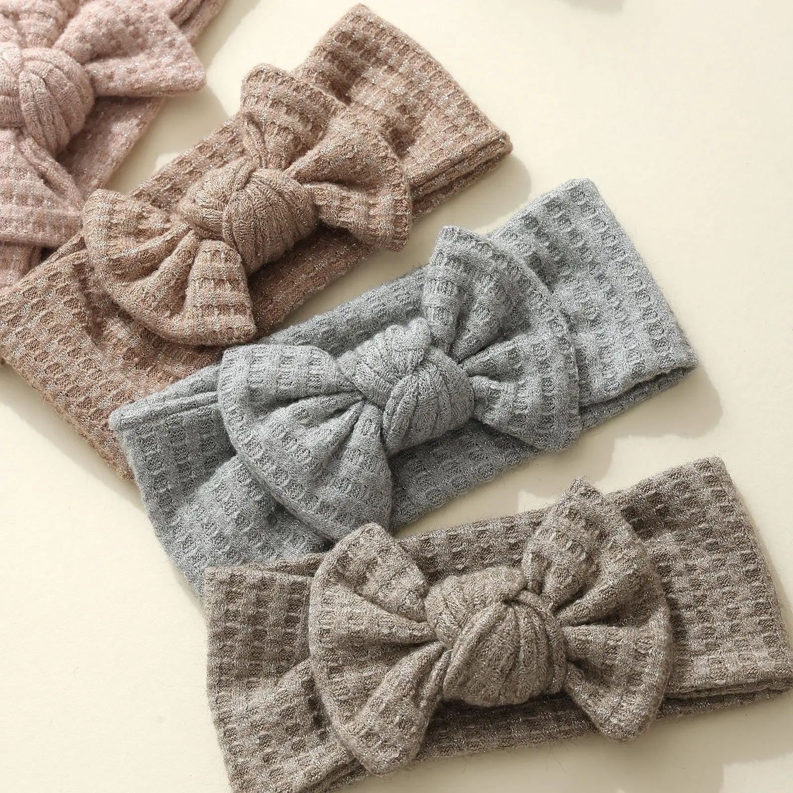 24pcs Baby Headband Set Waffle Fabric Bow Headbands Elastic Hair Accessories for Girls Infant Headwraps Turban Newborn