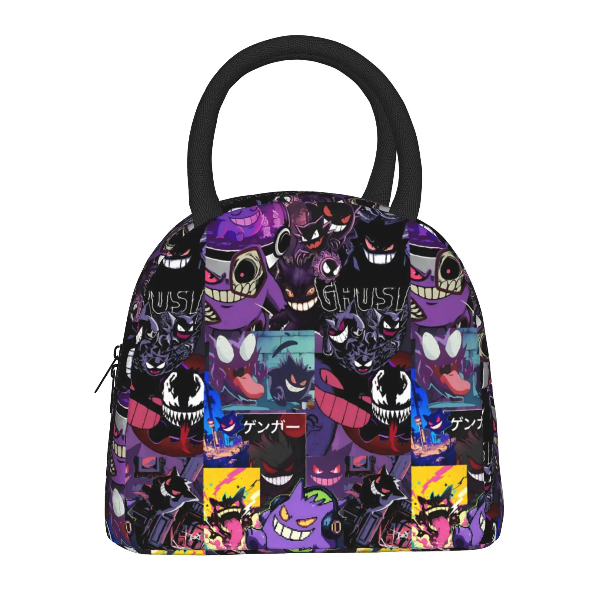 Pokemon Halloween Gengar Handbag Insulated Lunch Bag Meal Pack Rice Bag  bolsa Student Bento Lunch Handbag Insulation