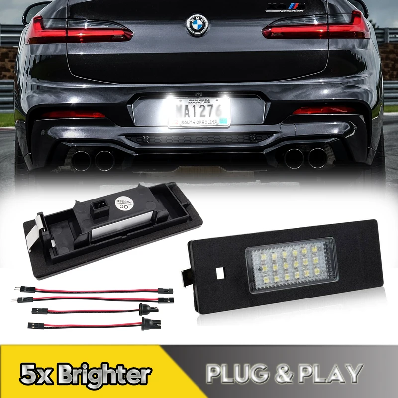 2Pcs For BMW E81 E87 F20 F21 E63 E64 LED Number License Plate Light Lamp F12 F13 Z4 E85 E86 E89 X2 X4 I3 Mini Cooper R55 R60 R61