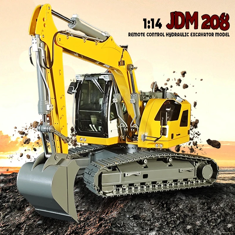 JDM-208 1:14 Remote Control Hydraulic Excavator Model RTR Mechanical Engineering Vehicle Toy Hydraulic Rc Truck Boy Gift