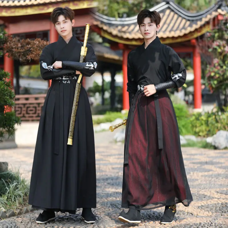 

3XL Ancient Hanfu Martial Student Class Uniform Kimono Chinese Dress Costume Han Element Cosplay Customized Performance Dresses