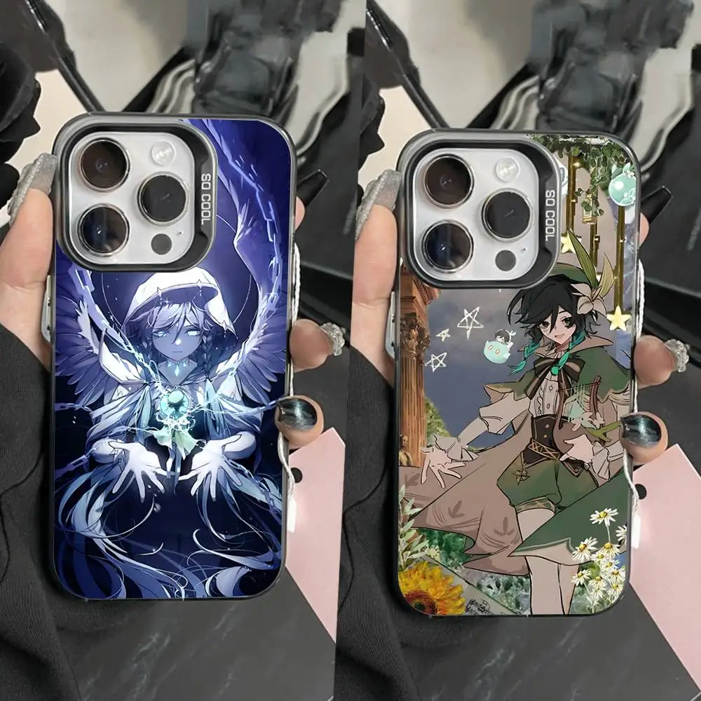 

Venti Genshin Phone Case For iPhone 16,15,14,13,12,11,Pro,Max,Plus,Mini,XS,SE Anti Fall Black Matte Hard Bumper