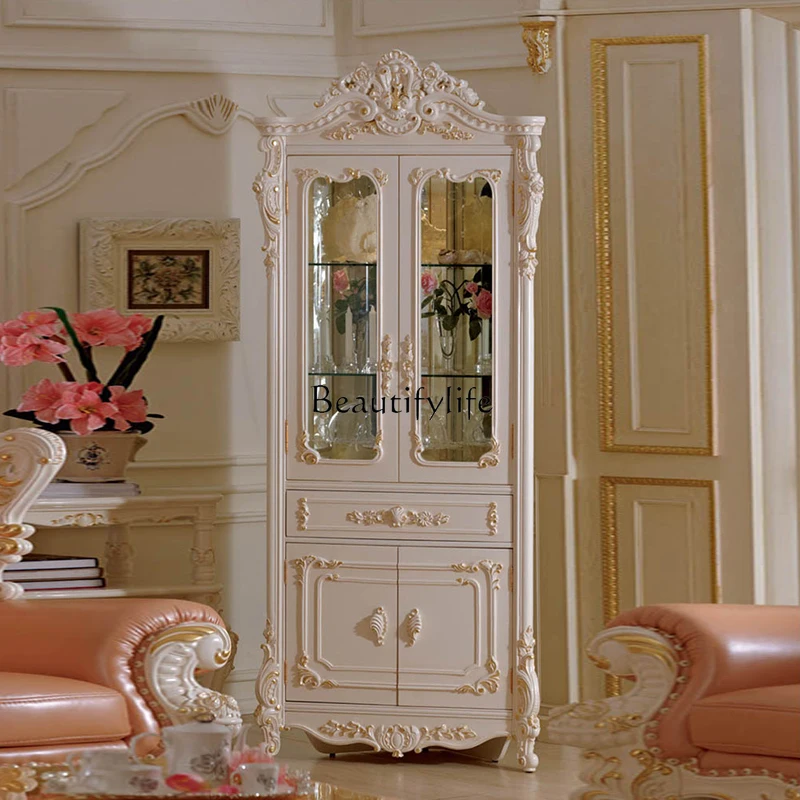 

ls 18 French court all solid wood home living room corner wine cabinet triangular cabinet