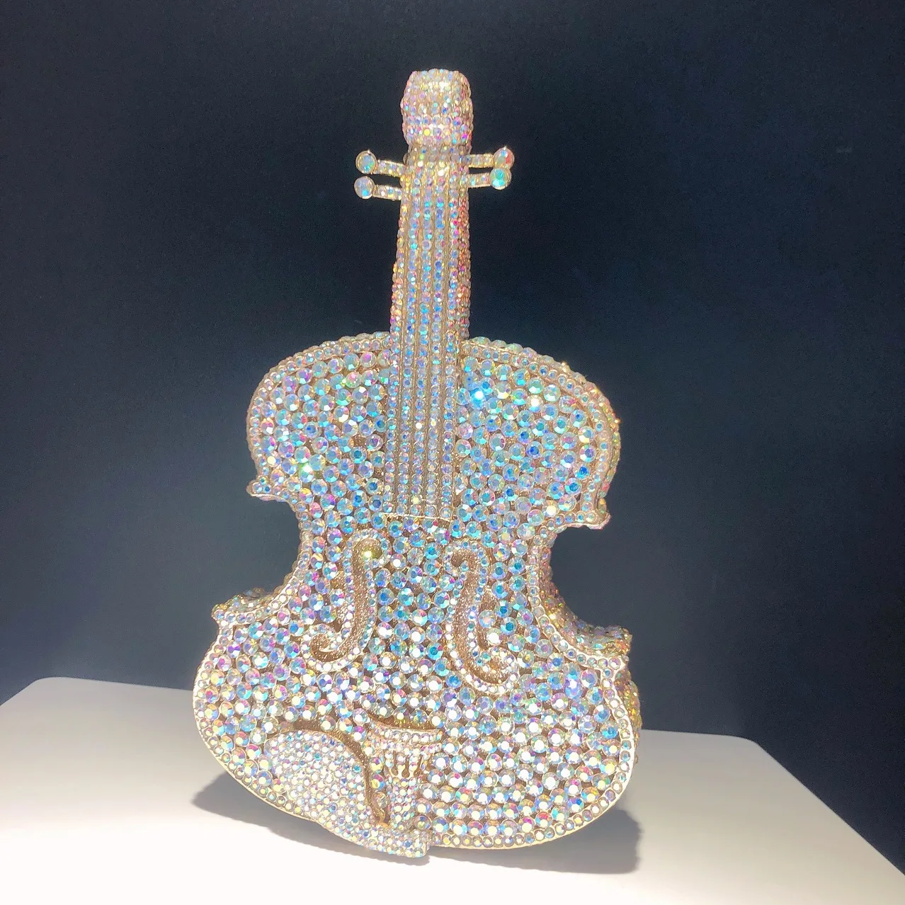 

Violin Diamond Dinner Bag Banquet Rhinestone Clutch Trendy Snap Closure Handbag Designer Luxury Bags Woman Rhinestone Clutch Bag