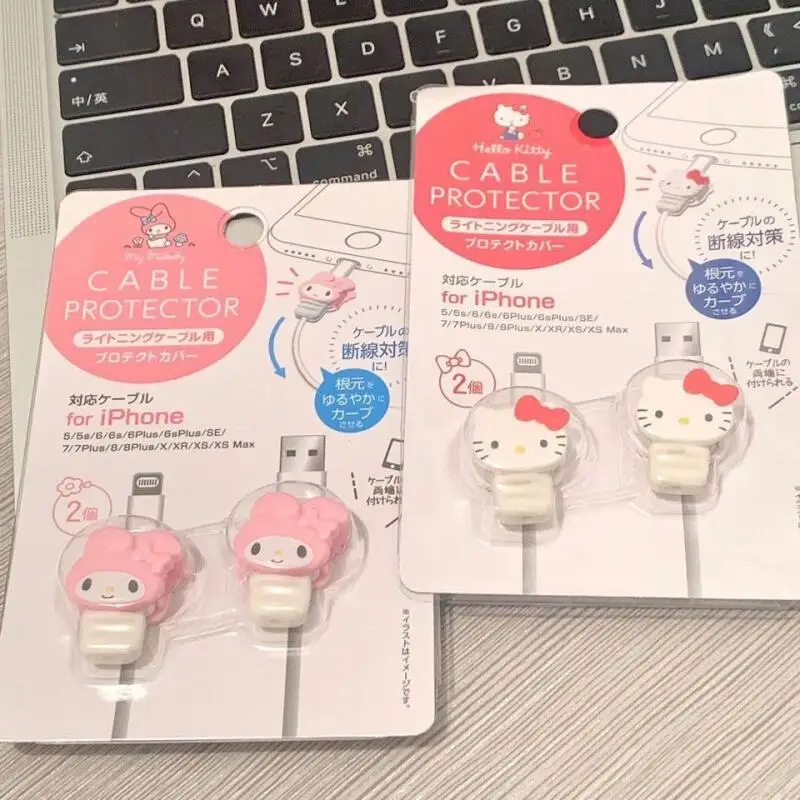 Cartoon Sanrio Cinnamoroll Hello Kitty Cute Data Cable Protective Cover Anti-Fracture Decorative Charging Cable Birthday Gift