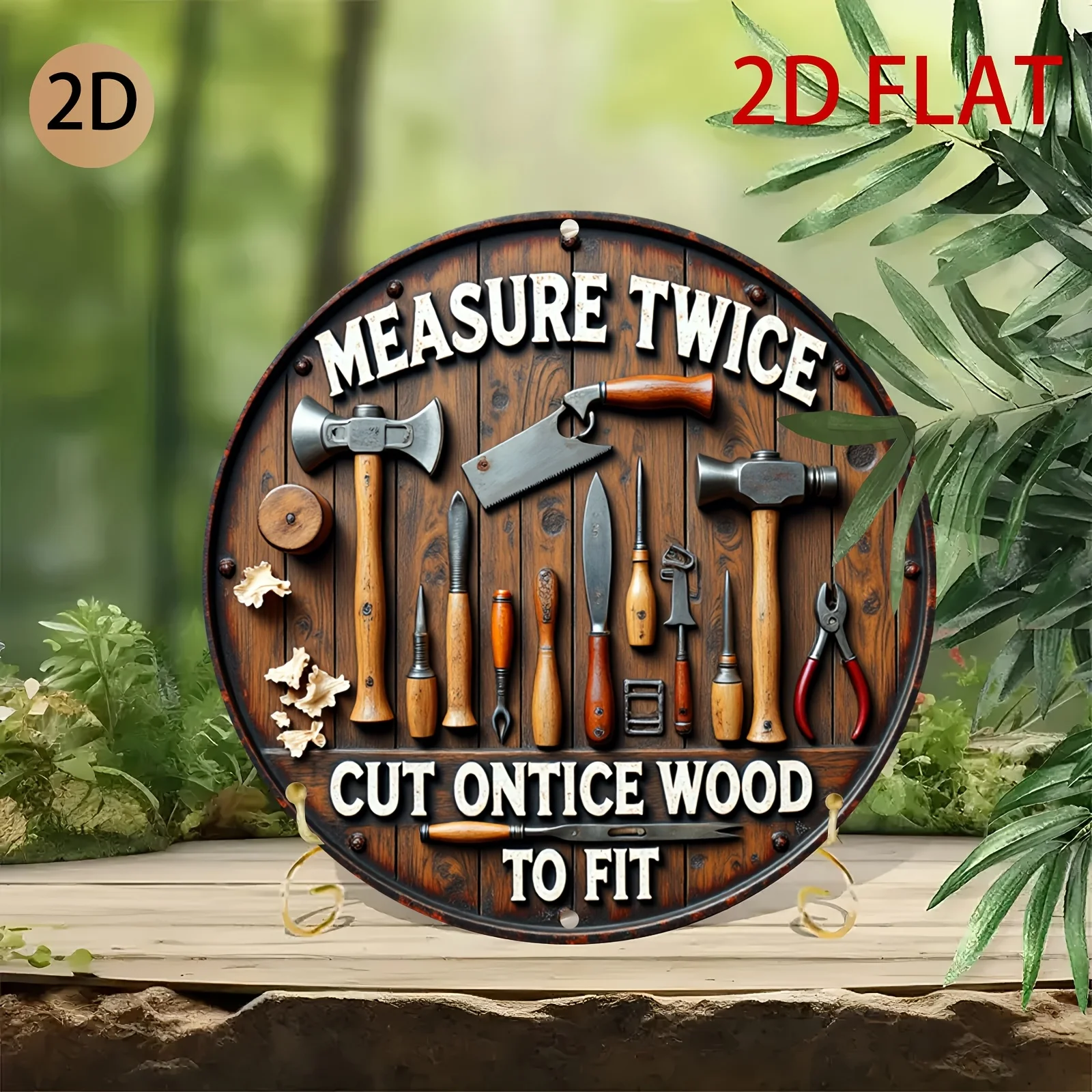 2D vlakke, ronde houten logo m - Workshop Tools Logo recensie en prijs