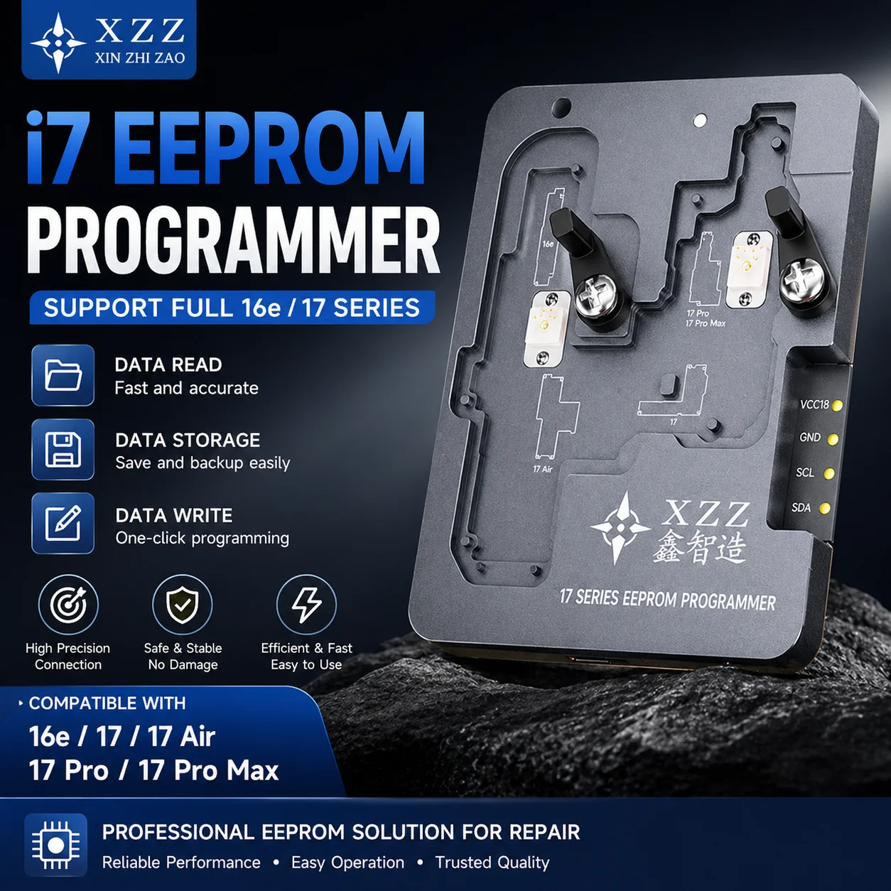 

XZZ i7 EEPROM Programmer for 16e/17 Series Logic Board Repair, Data Read Write Storage Tool, High Precision Stable Connection