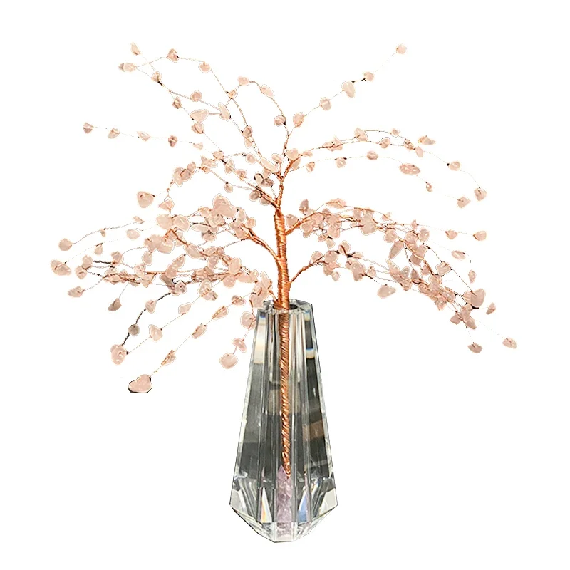 K9 Crystal Vase Ornament Fen Shui Tree Living Room Flower Arrangement Luxury and High-end Room Decor Home Decoration Accessories