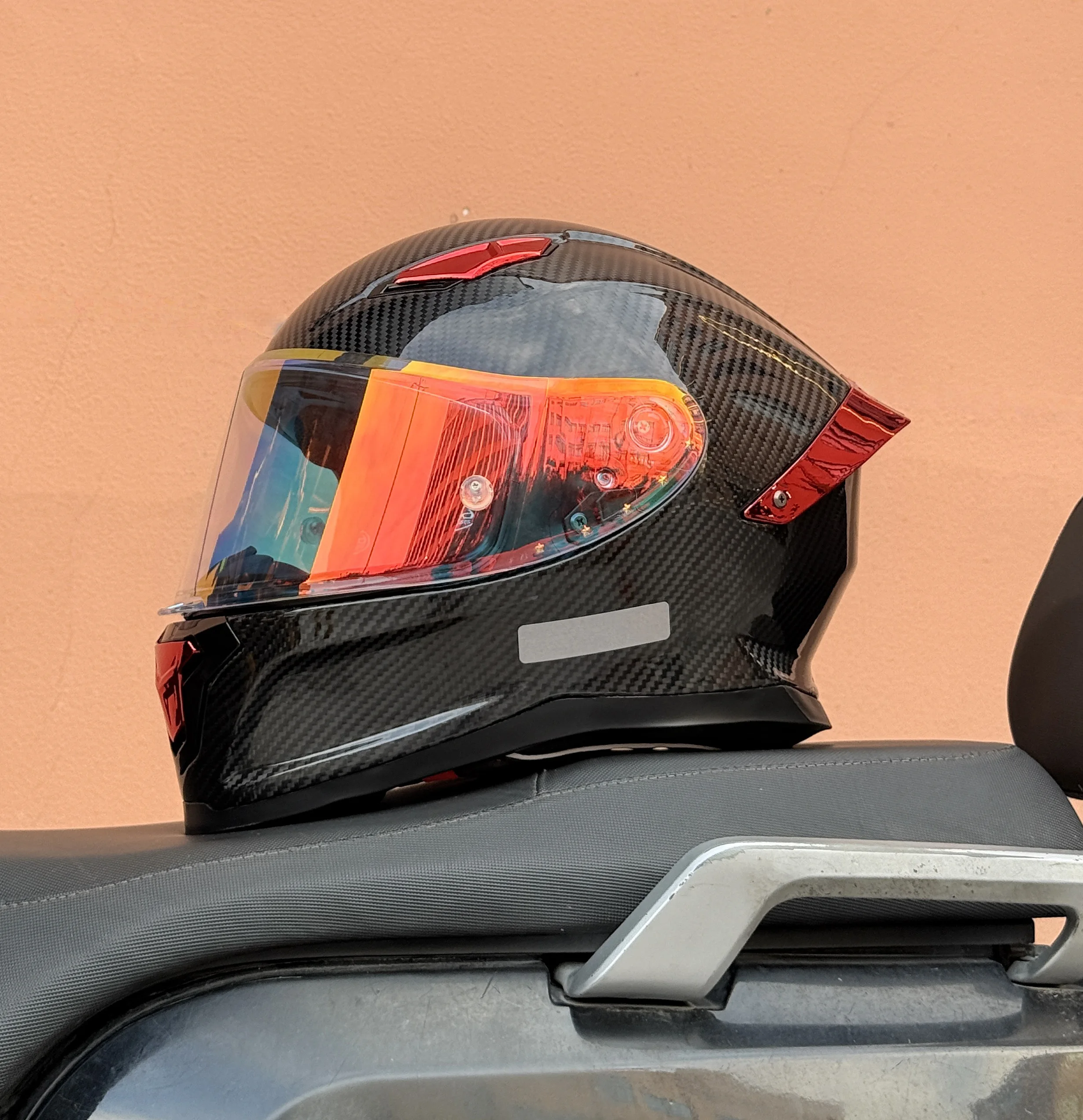 3K Carbon Fiber Full Face Motorcycle Helmet in Red-  Ready - DOT & 3C Certified - Unisex - Factory Direct