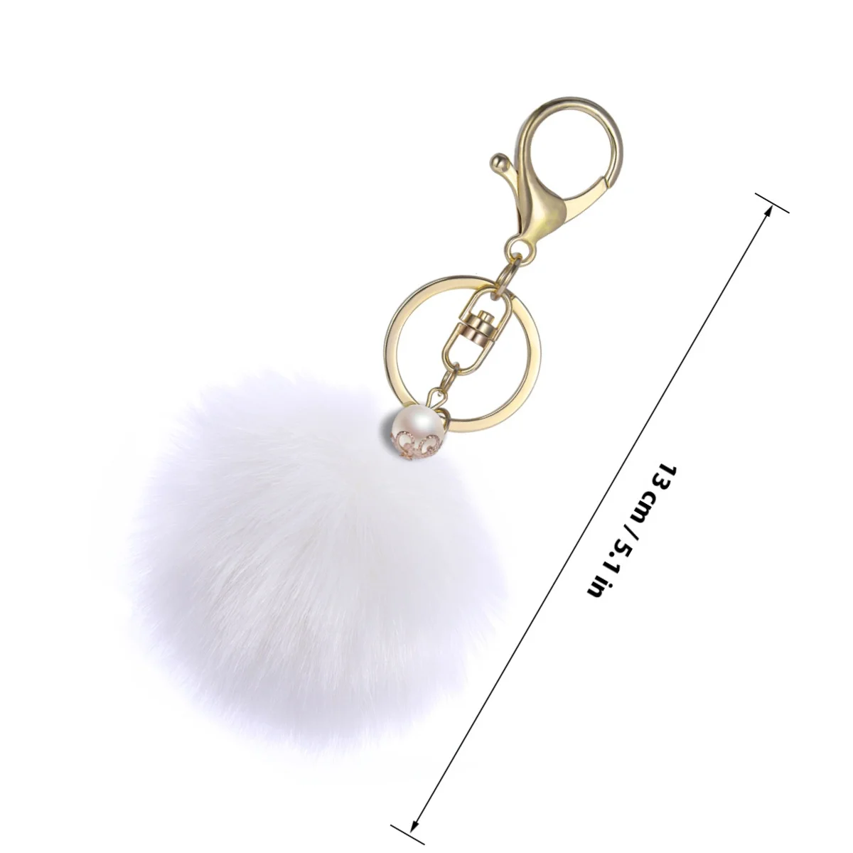 قلادة سلسلة مفاتيح على شكل كرة بوم بوم بلون سادة لتزيين حقيبة اليد - لمسة ناعمة، مشبك جراد البحر سهل التركيب، تصميم رائع #2