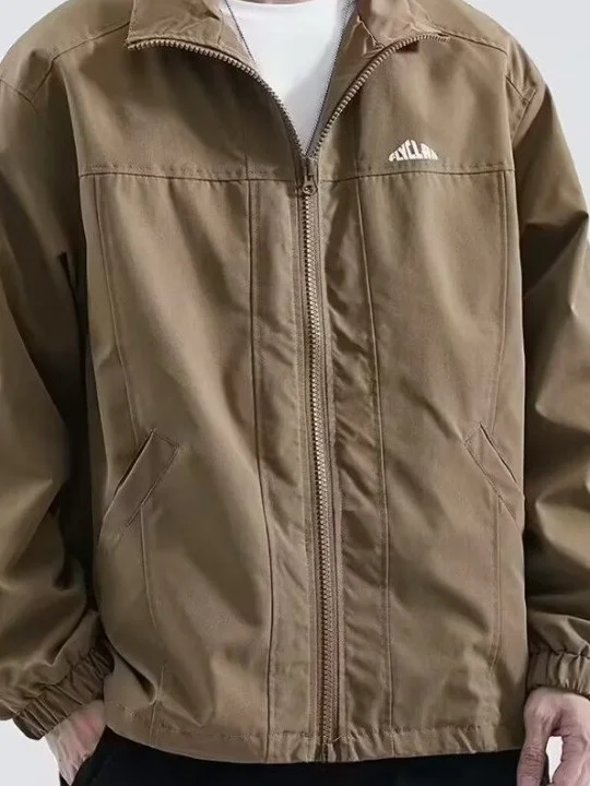 

Мужская рабочая куртка с цветным принтом на весну и осень, свободная куртка с воротником-стойкой, модная длинная молния из полиэфирного волокна