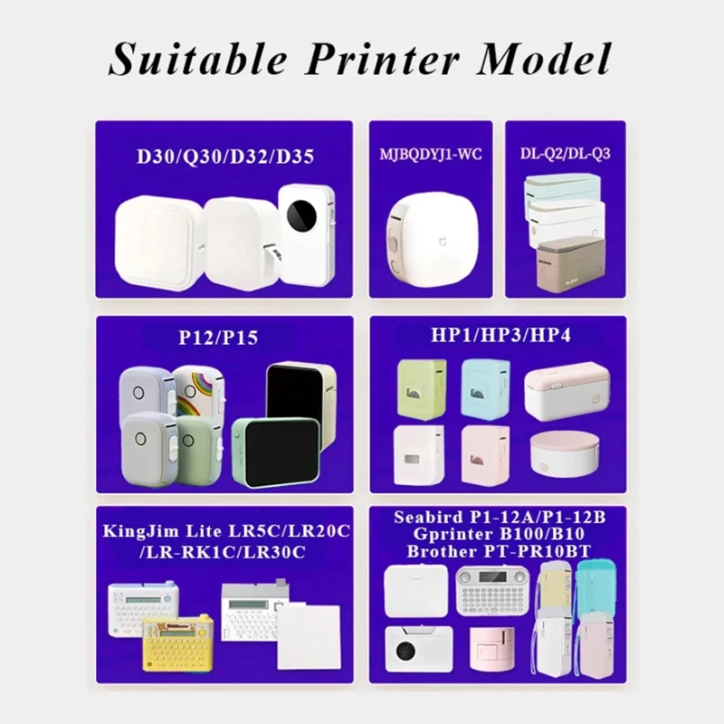 1Roll adhesive Cute pattern Thermal paper for P12 P15 Q30 D30 D32 Labeller Waterproof Oilproof name price sticker