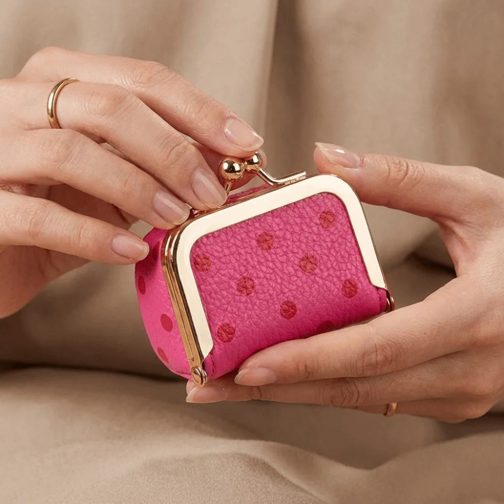

Soft Polka Dot Kiss Lock Coin Purse Mini Square Leather Jewelry Bag PU Leather Solid Color Small Item Bag Storage