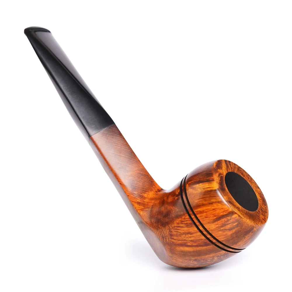 MUXIANG handmade briar bulldog pipe double waistline design straight handle vulcanized rubber mouthpiece Father smoker\'s gift