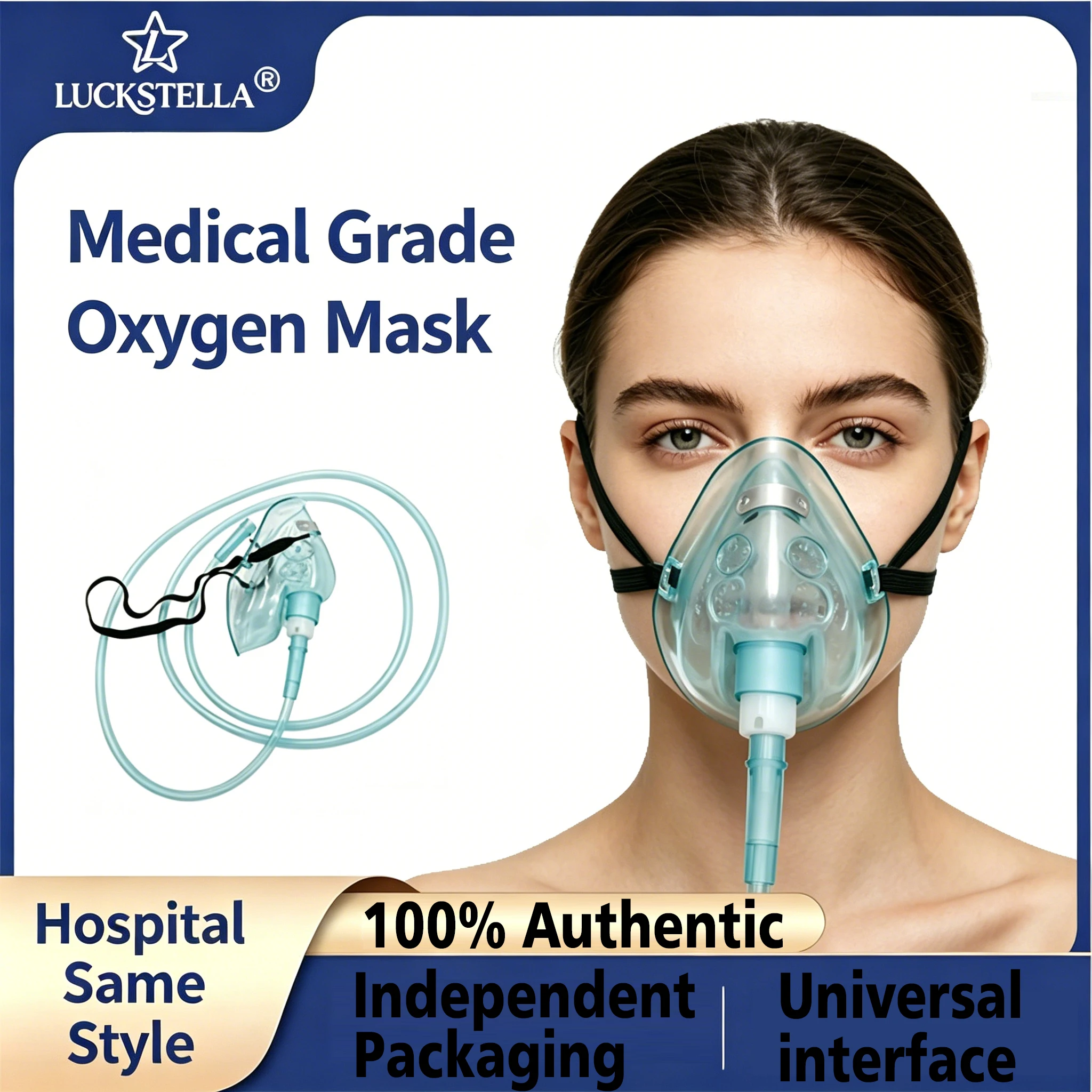 

Oxygen Mask Tubing and Adjustable Elastic Strap, Adult Oxygen Mask with Tubing, Breathing Masks for Face Adult