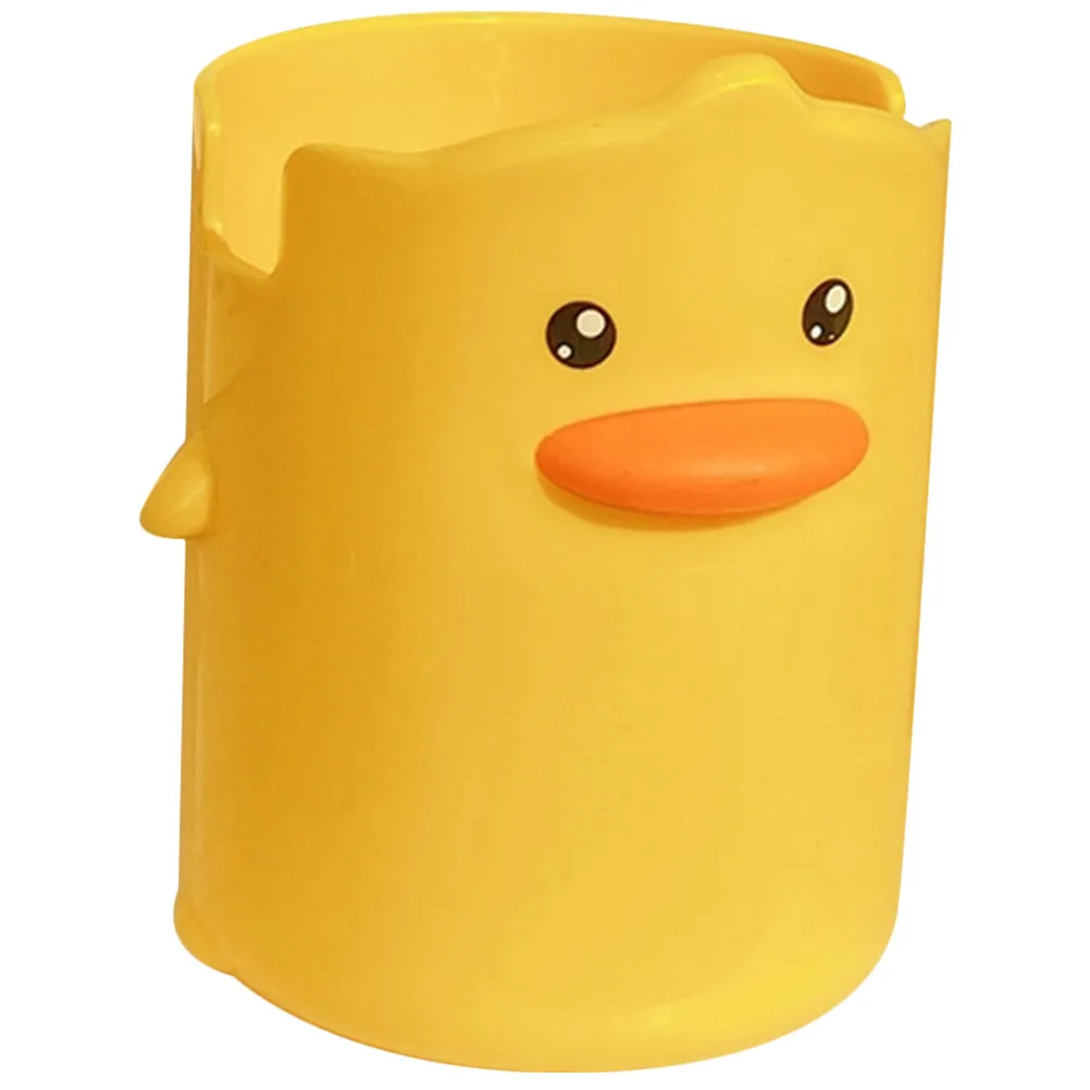 Creative Small Yellow Duck Pen Holder Cute Cartoon Pencil Organizer Desktop Makeup Brush Holder Multi-Function Stationery