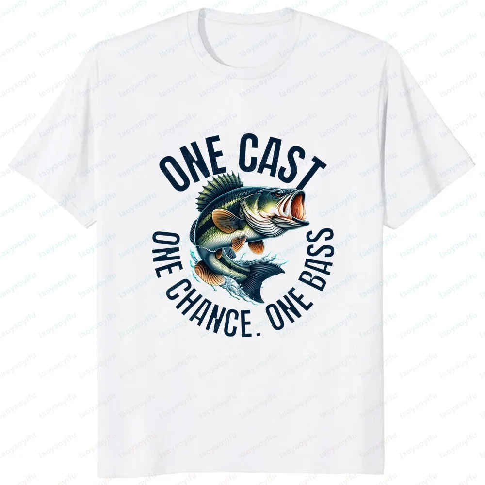 ONE CAST. ONE CHANCE. ONE BASS FISHING Angler - A Vintage Round-neck T-shirt As A Gift for Both Men and Women