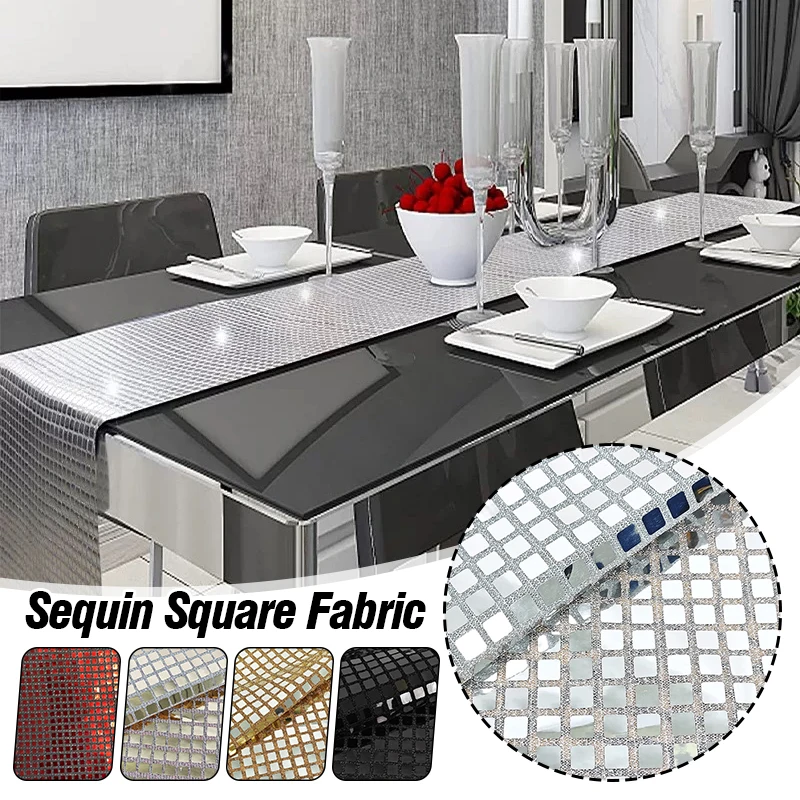 New Fashion Grid Sequin Fabric Polyester Embroidered Stage Costume Fabric Bright Shiny Sequin Embroidery Material