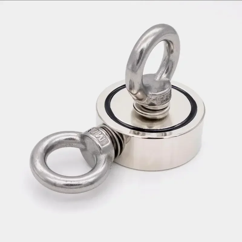 Strong Powerful Neodymium Magnet Round Hook Salvage Magnet Sea Fishing Holder Pulling Mounting Pot With Ring 48mm 60mm