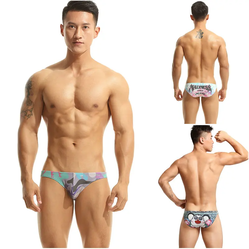 Tanga Underpants Bikini  Playful fun Sexy Men Underwear Print Underpants  Briefs Cueca Gay Male Panties Slip 9 Pattern design