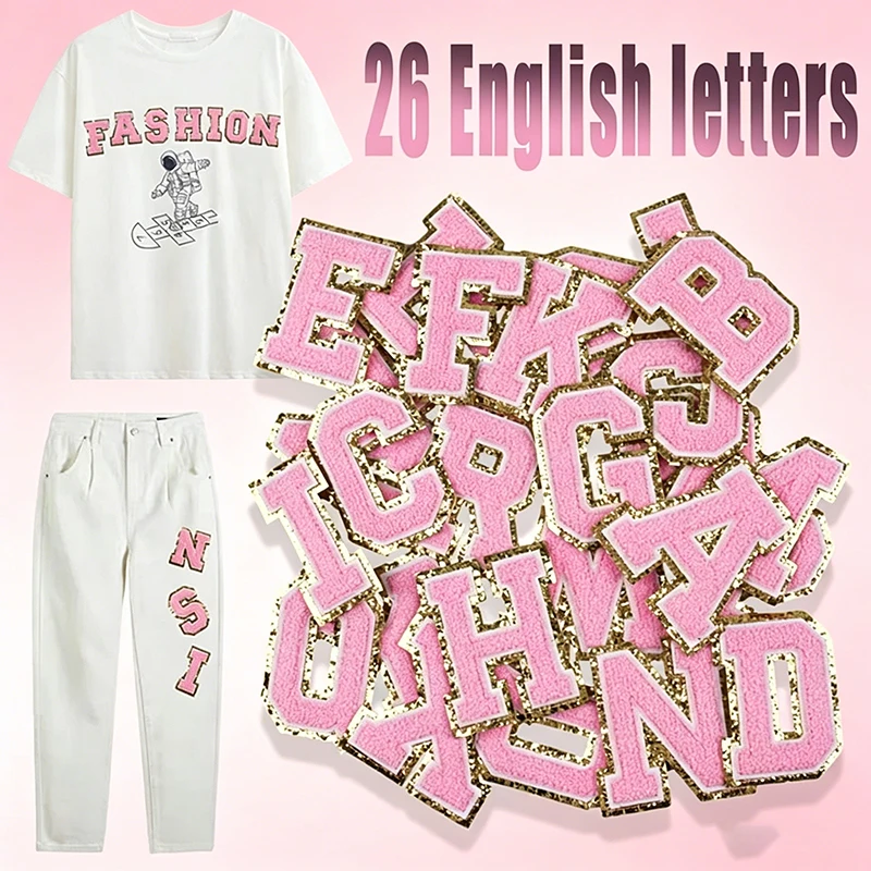 8CM Aufbügelbare Buchstaben für Kleidung, Alphabet-Sticker, Kleidung, Taschen, Jacken, Aufbügelbare Buchstaben-Embleme, Chenille-Patches für DIY MC006